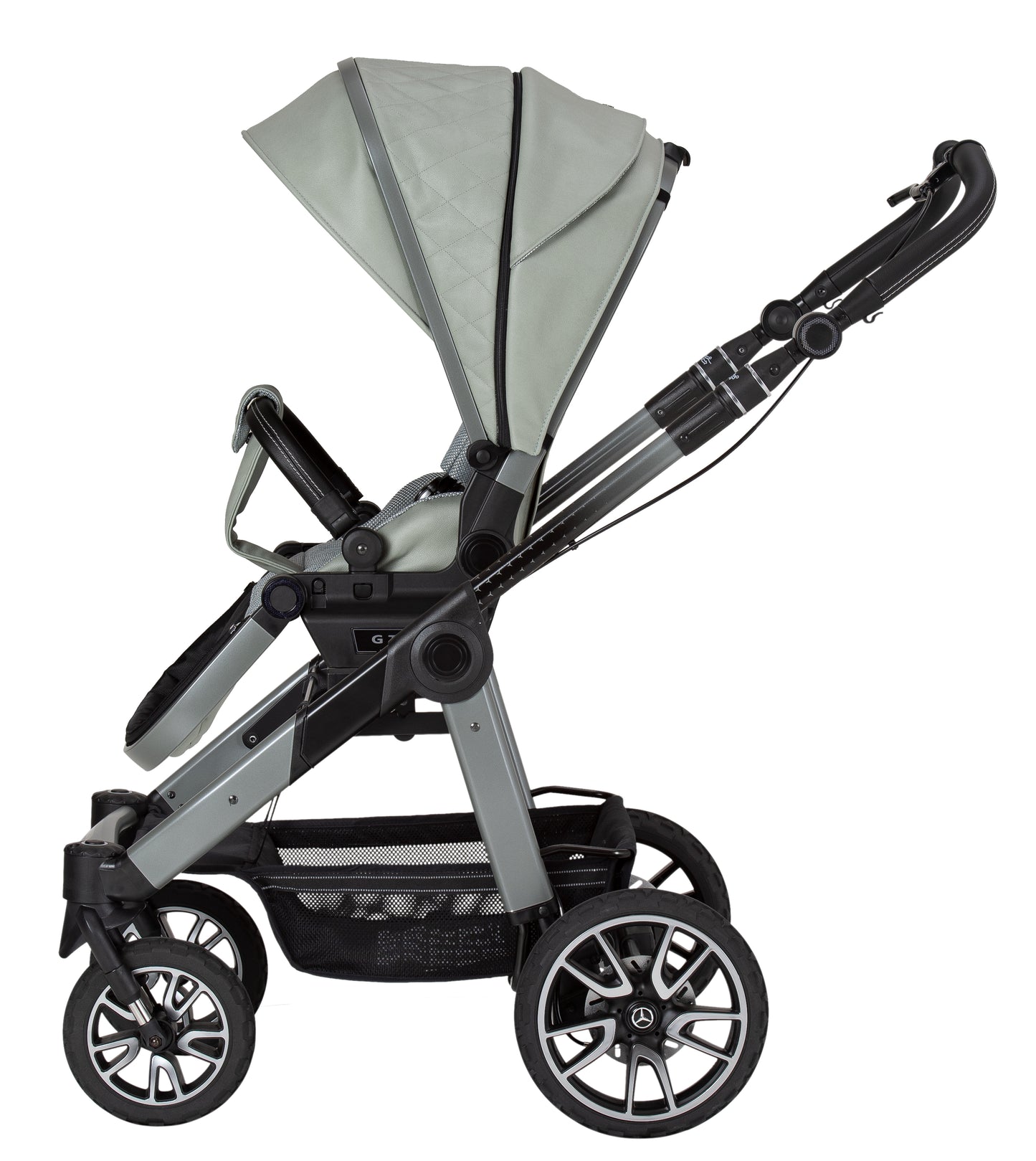 Mercedes Benz All-Terrain GTR Stroller, Carrycot & Accessories with Cozy N Safe Avalon i-Size Baby Car Seat and base Bundle - Sage Grey