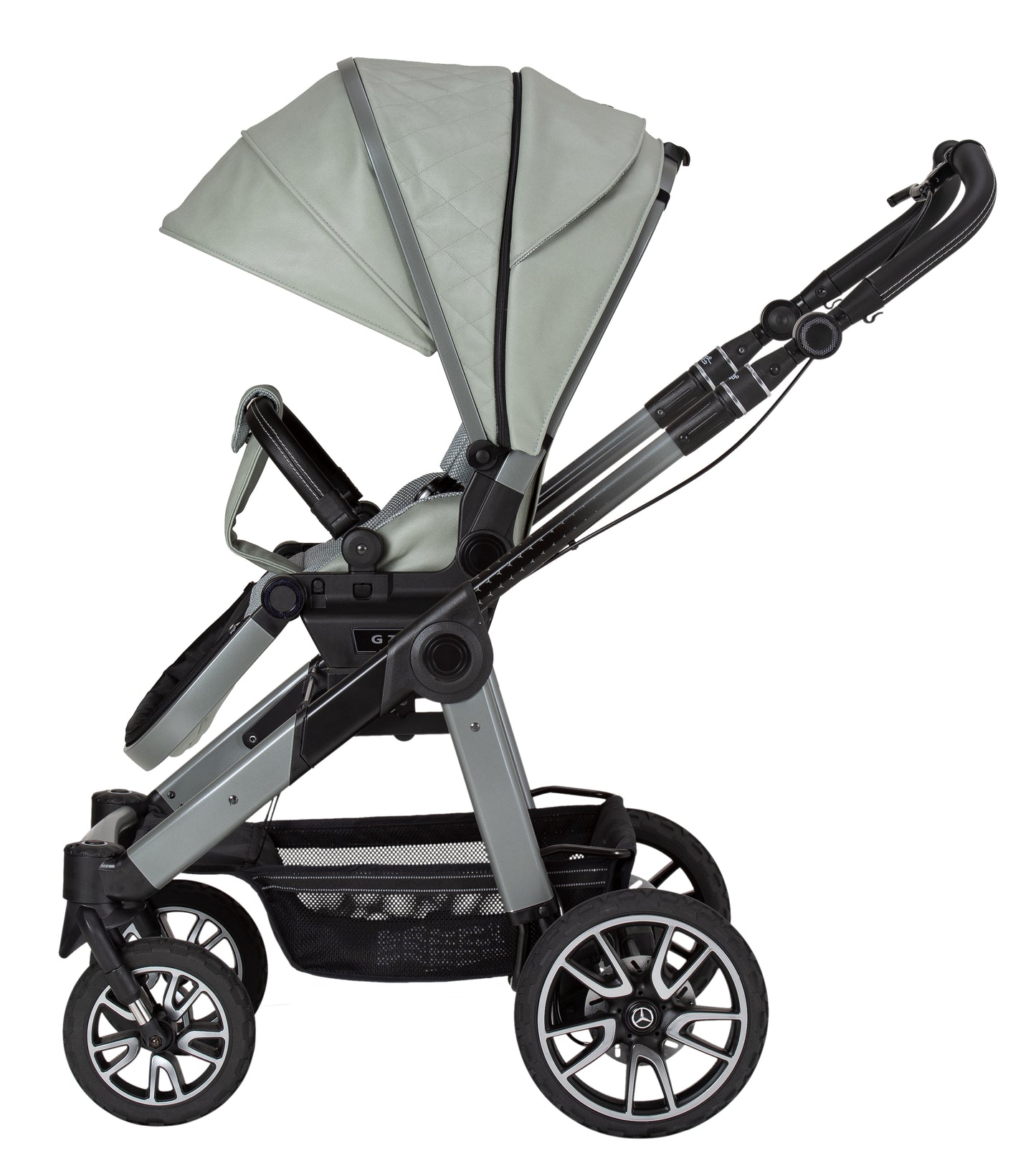 Mercedes Benz All-Terrain GTR Stroller, Carrycot & Accessories with Cozy N Safe Avalon i-Size Baby Car Seat and base Bundle - Sage Grey