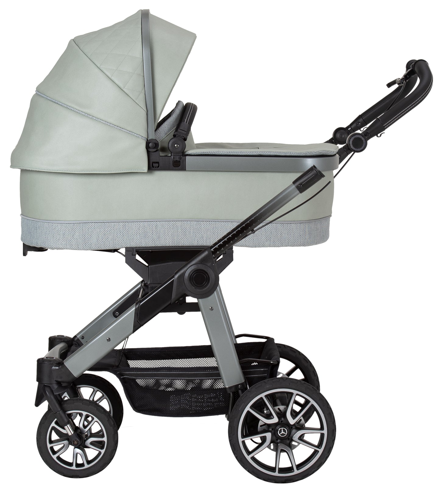 Mercedes Benz All-Terrain GTR Stroller, Carrycot & Accessories with Cozy N Safe Avalon i-Size Baby Car Seat and base Bundle - Sage Grey