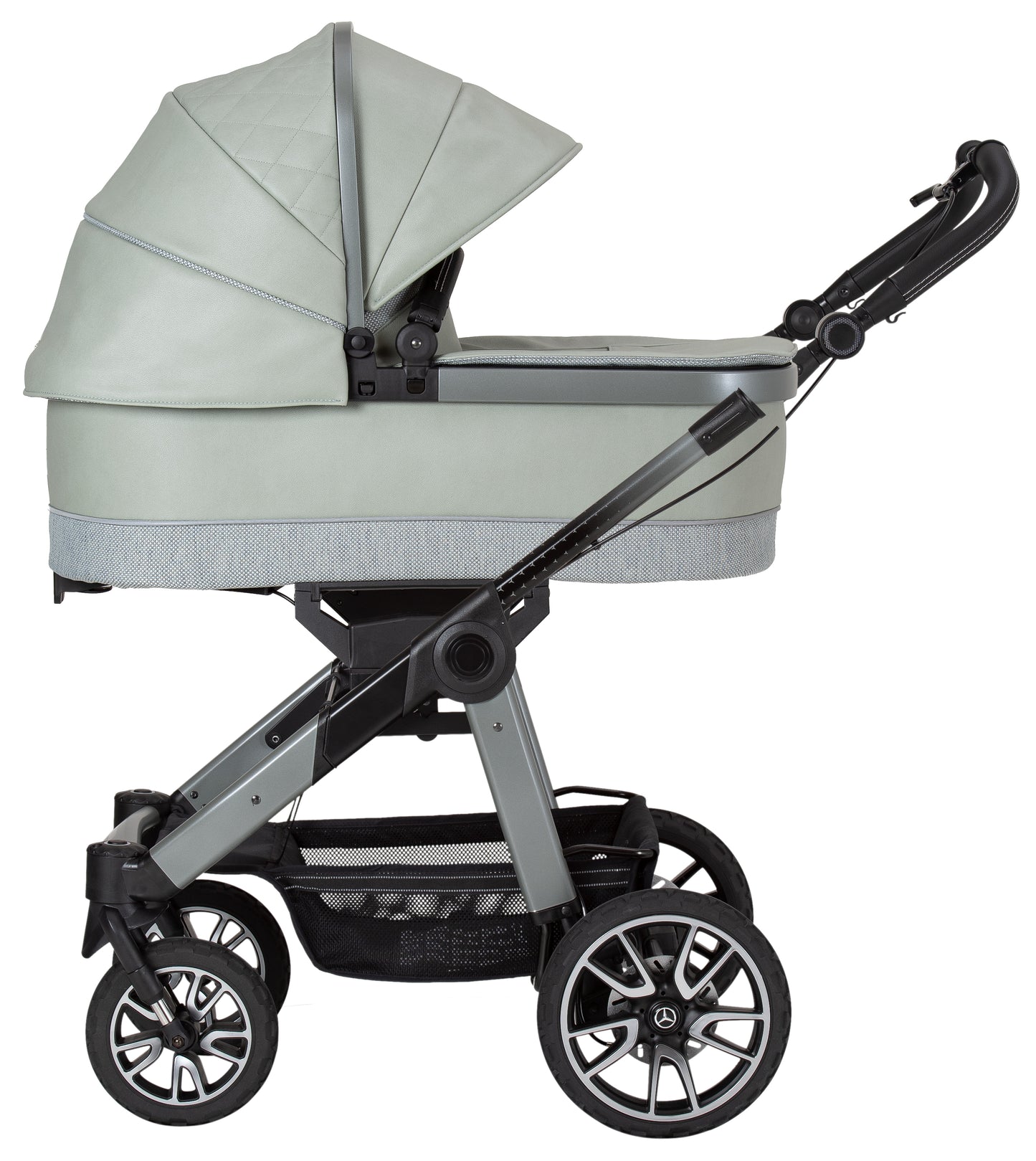 Mercedes Benz All-Terrain GTR Stroller, Carrycot & Accessories with Cozy N Safe Avalon i-Size Baby Car Seat and base Bundle - Sage Grey