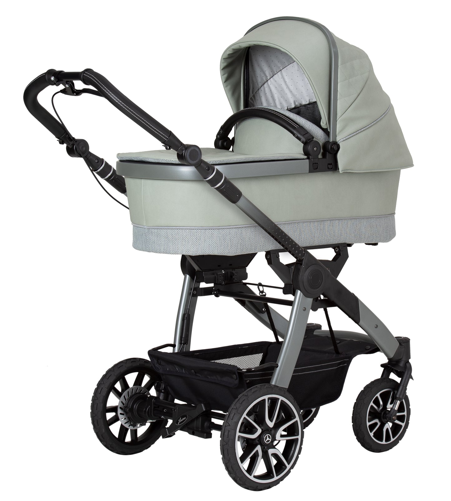 Mercedes Benz All-Terrain GTR Stroller, Carrycot & Accessories with Cozy N Safe Avalon i-Size Baby Car Seat and base Bundle - Sage Grey