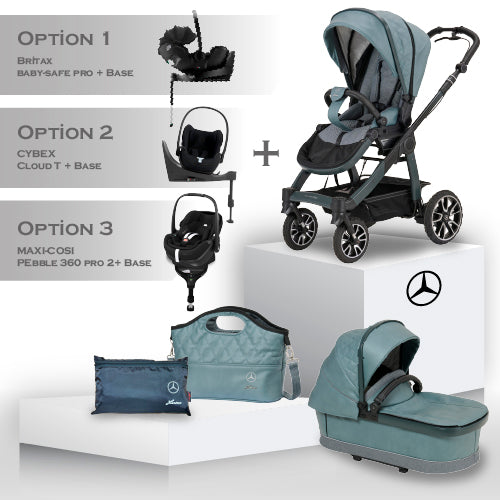 Mercedes Benz All-Terrain GTR Travel System - Verde Silber - Car Seat Bundle