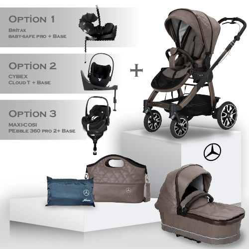 Mercedes Benz All-Terrain GTR Travel System - Truffle - Christmas Car Seat Bundle