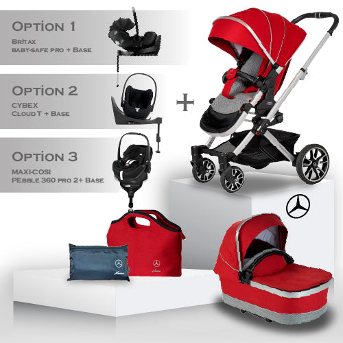 Mercedes Benz Avantgarde GTX Travel System - Hyacinth Red - Car Seat Bundle