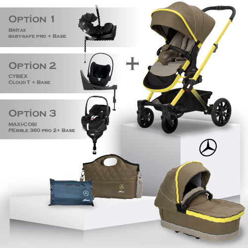 Mercedes Benz Avantgarde GTX Travel System - Electric Yellow - Christmas Car Seat Bundle