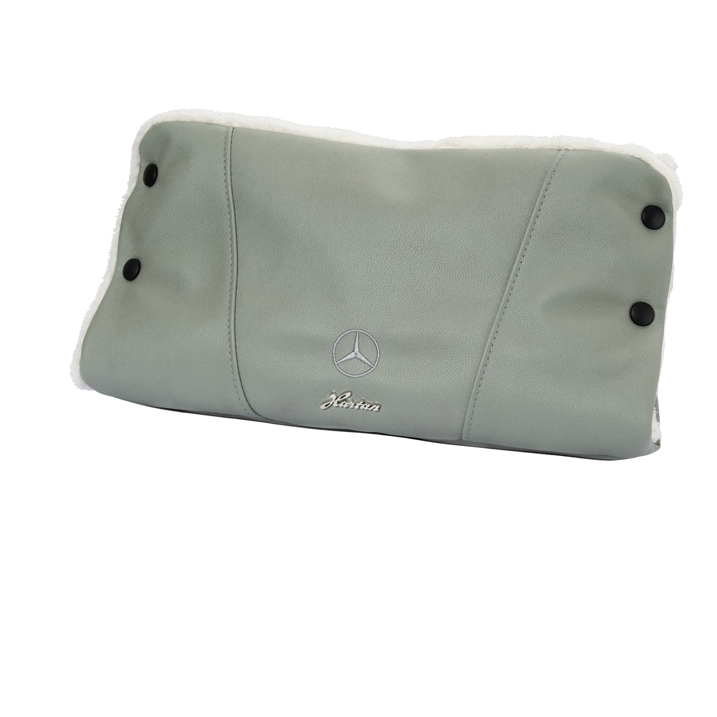 Grey Natural Green Artificial Leather MERCEDES BENZ Stroller Pushchair Winter Hand Guard Grey Stitches Star and Hartan LOGO for baby and child