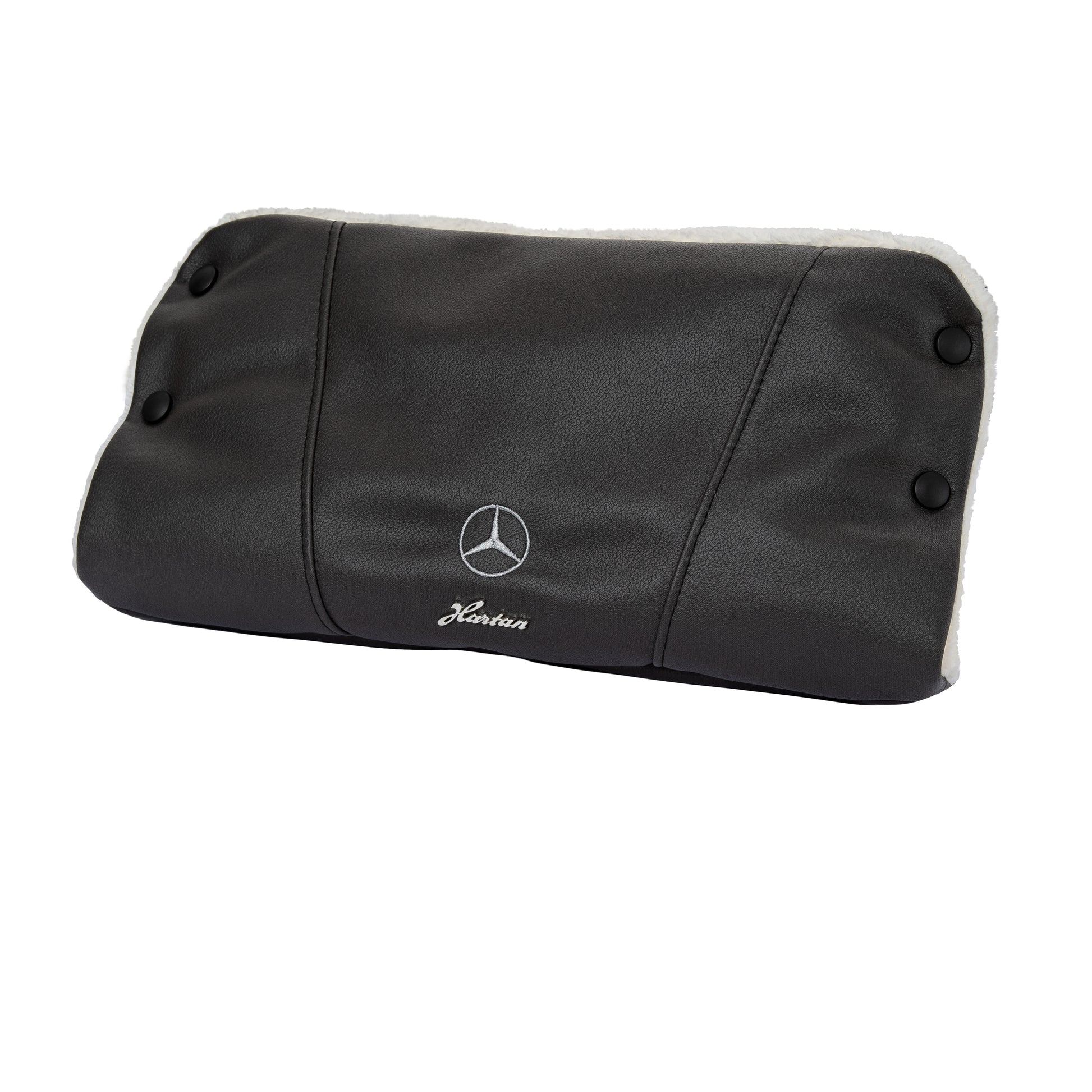 Black Artificial Leather MERCEDES BENZ Stroller Pushchair Winter Hand Guard Black Stitches Star and Hartan LOGO for baby and child