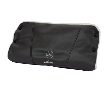 Black Artificial Leather MERCEDES BENZ Stroller Pushchair Winter Hand Guard Black Stitches Star and Hartan LOGO for baby and child