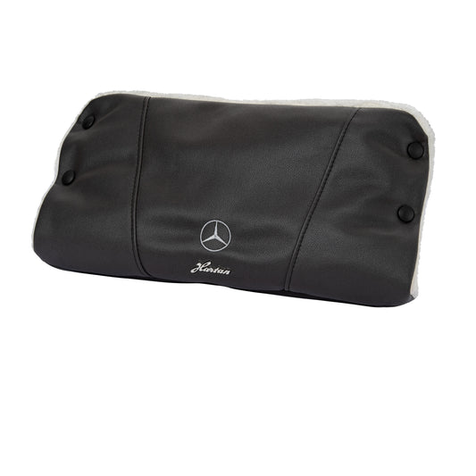 Black Artificial Leather MERCEDES BENZ Stroller Pushchair Winter Hand Guard Black Stitches Star and Hartan LOGO for baby and child