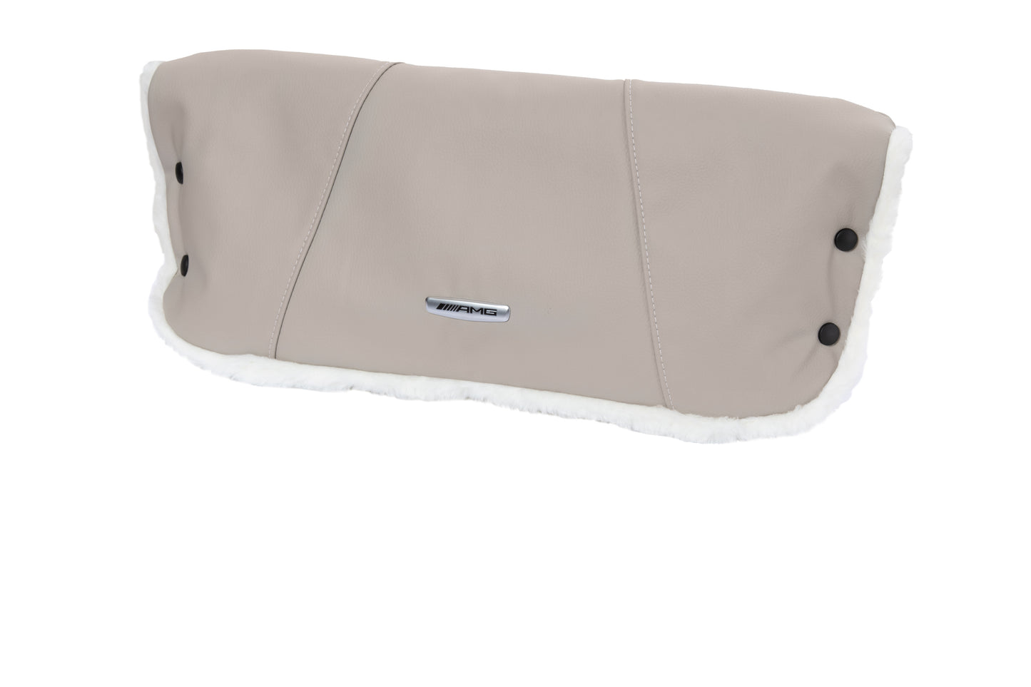 White Beige Leather MERCEDES BENZ Stroller Pushchair Winter Hand Guard White Stitches AMG LOGO