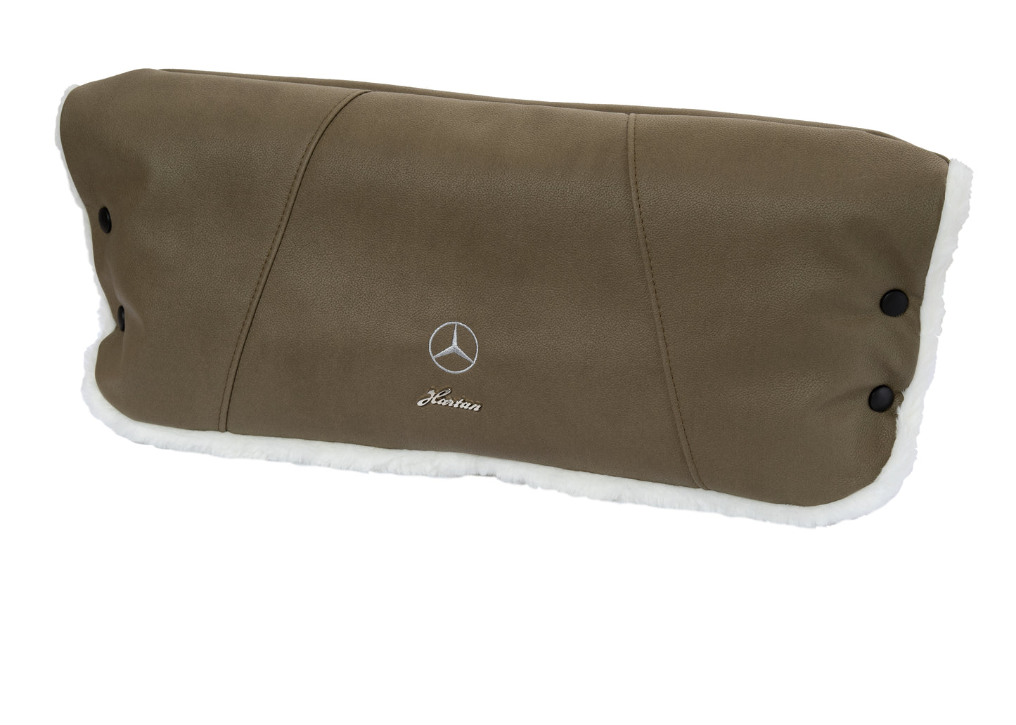 Earth Rich Warm Earth Tone Leather MERCEDES BENZ Stroller Pushchair Winter Hand Guard Black Stitches Star and Hartan LOGO 