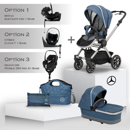 Mercedes Performance GTR Travel System - Vintage Blue -  Car Seat Bundle