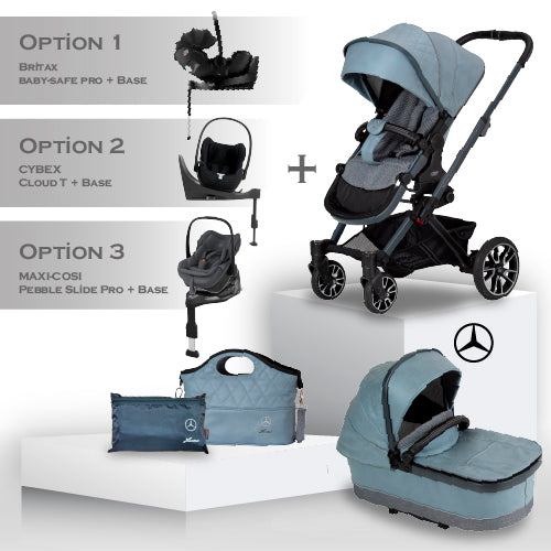 Mercedes Benz Avantgarde GTX Travel System in Denim Blue - Car Seat Bundle