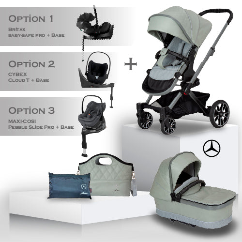 Mercedes Benz Avantgarde GTX Travel System in Sage Grey - Car Seat Bundle