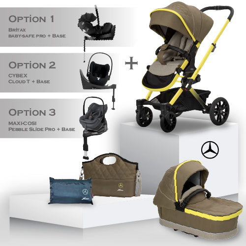 Mercedes Benz Avantgarde GTX Travel System in Electric Yellow - Car Seat Bundle
