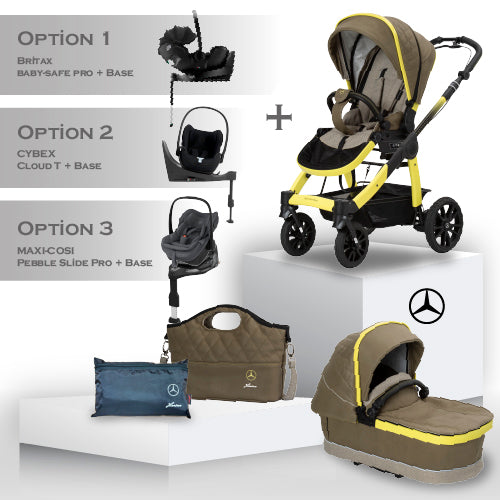 Mercedes Benz All-Terrain GTR Travel System - Electric Yellow - Car Seat Bundle