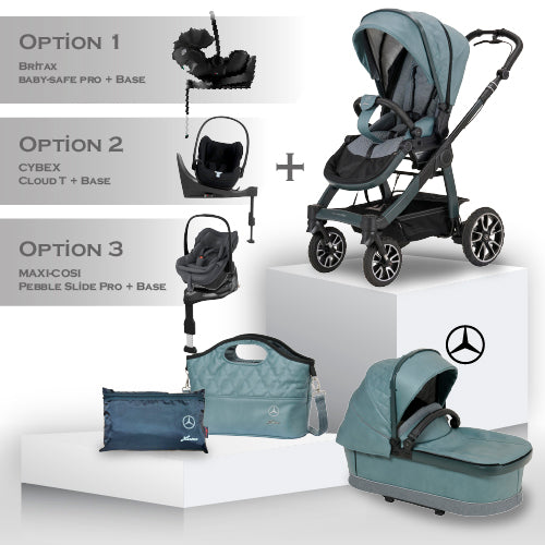 Mercedes Benz All-Terrain GTR Travel System - Verde Silber - Car Seat Bundle