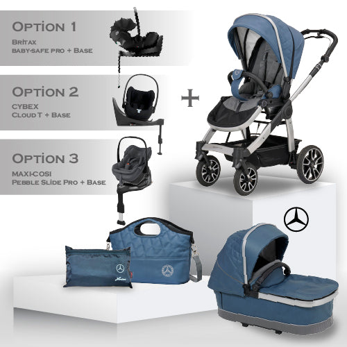 Mercedes Benz All-Terrain GTR Travel System - Vintage Blue - Car Seat Bundle