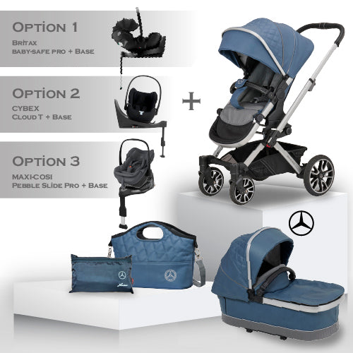 Mercedes Benz Avantgarde GTX Travel System in Vintage Blue - Car Seat Bundle